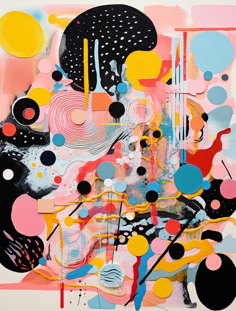Abstraction Menagerie eBook page 11 — abstract art, geometric collage, playful mixed media