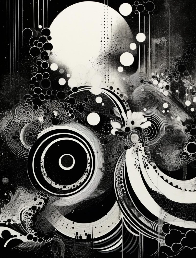Abstraction Menagerie eBook page 120 — abstract-cosmic, geometric-circles, celestial-moon