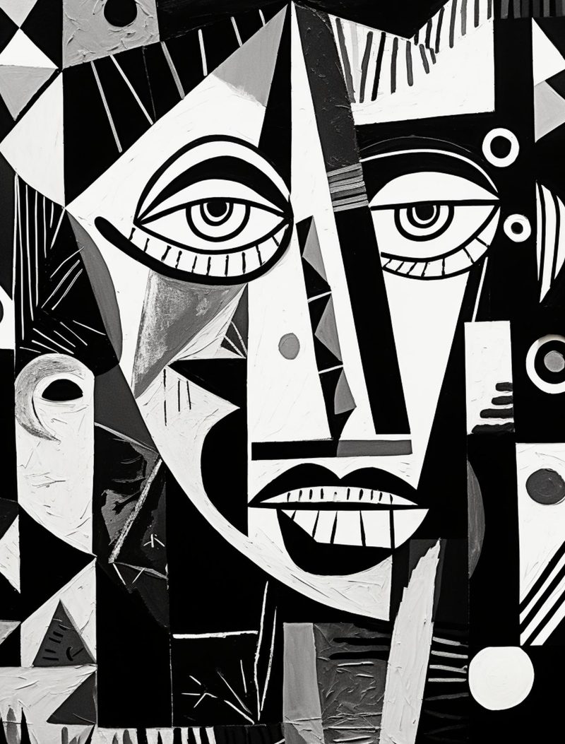 Abstraction Menagerie eBook page 16 — cubist portraiture, geometric abstraction, modern art collage