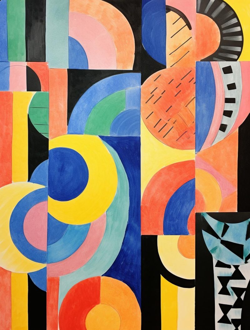 Abstraction Menagerie eBook page 17 — abstract geometry, colorful modernist art, geometric collage