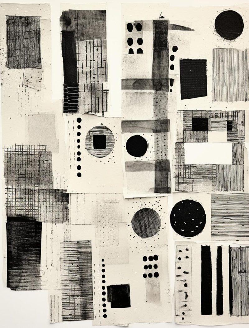 Abstraction Menagerie eBook page 28 — abstract texture, experimental collage, geometric patterns