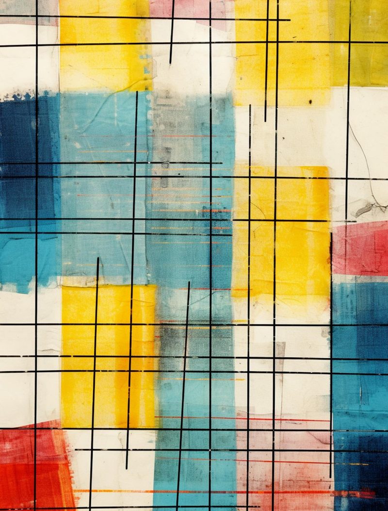 Abstraction Menagerie eBook page 67 — abstract geometric art, mondrian-inspired, modern collage