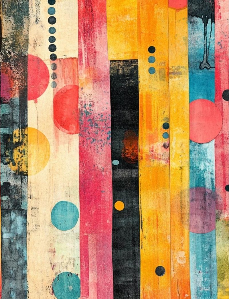 Back That Art Up eBook page 77 — mid-century modern, geometric circles, retro collage