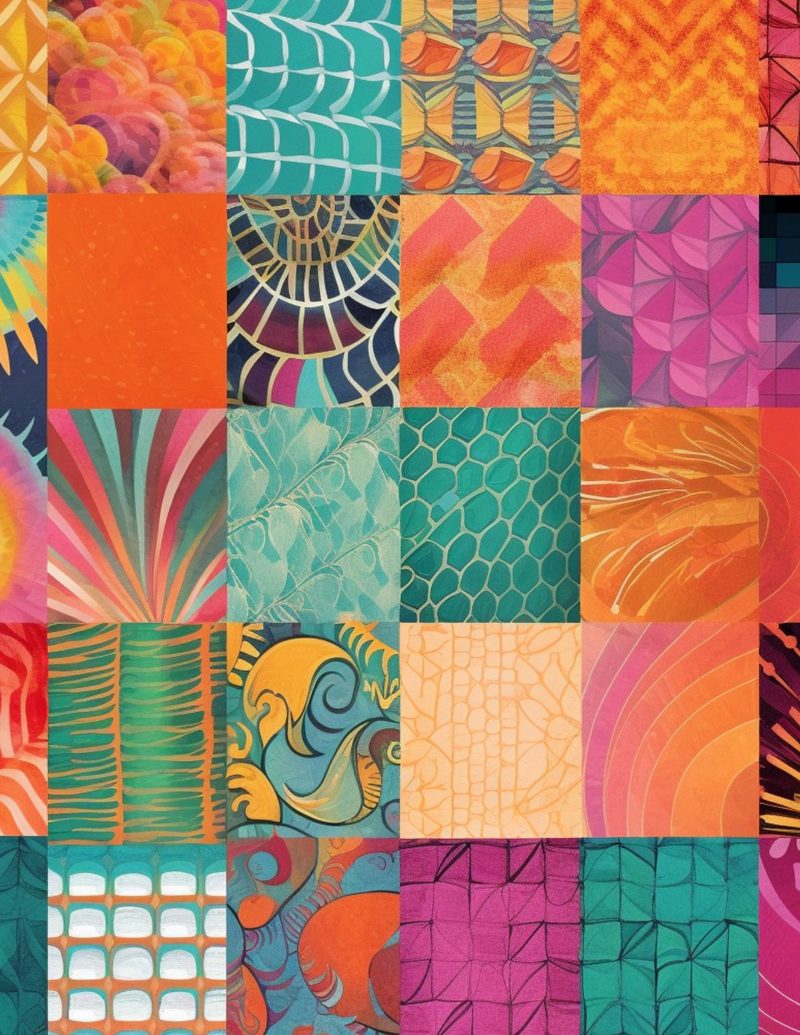 Bloomed & Bemused eBook page 27 — pattern-mixing, geometric-collage, colorful-backgrounds