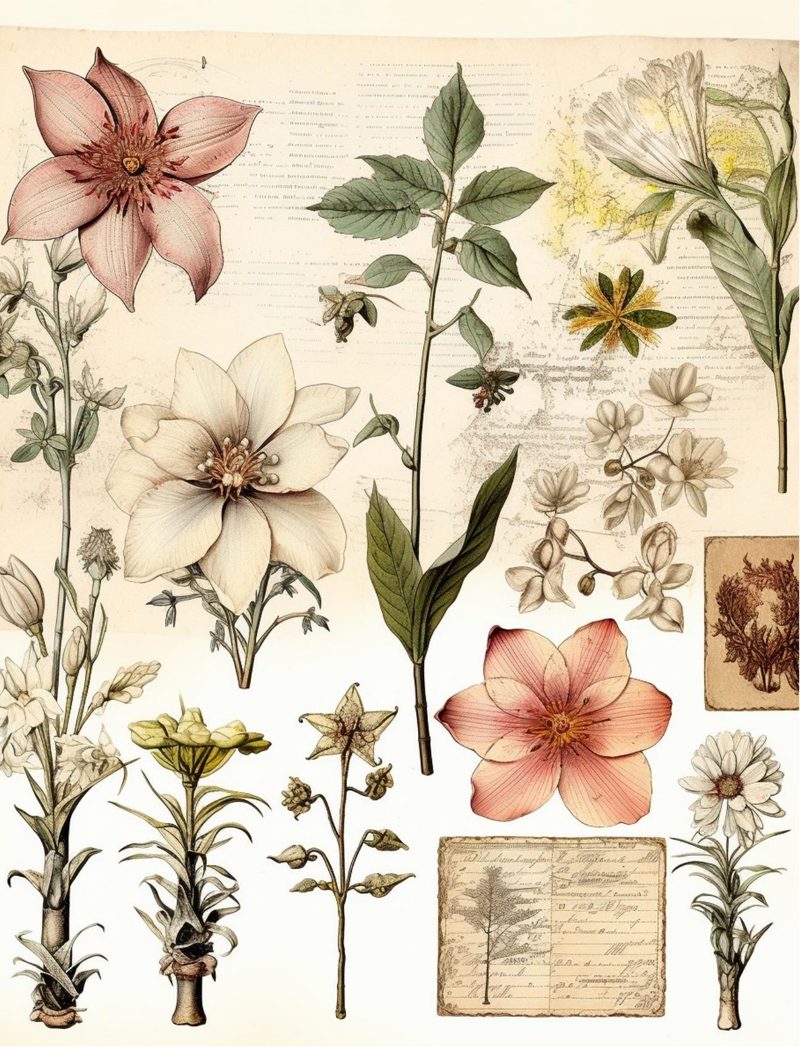 Botanica Obscura — Midnight Garden Collage Papers eBook page 24 — [object Object]