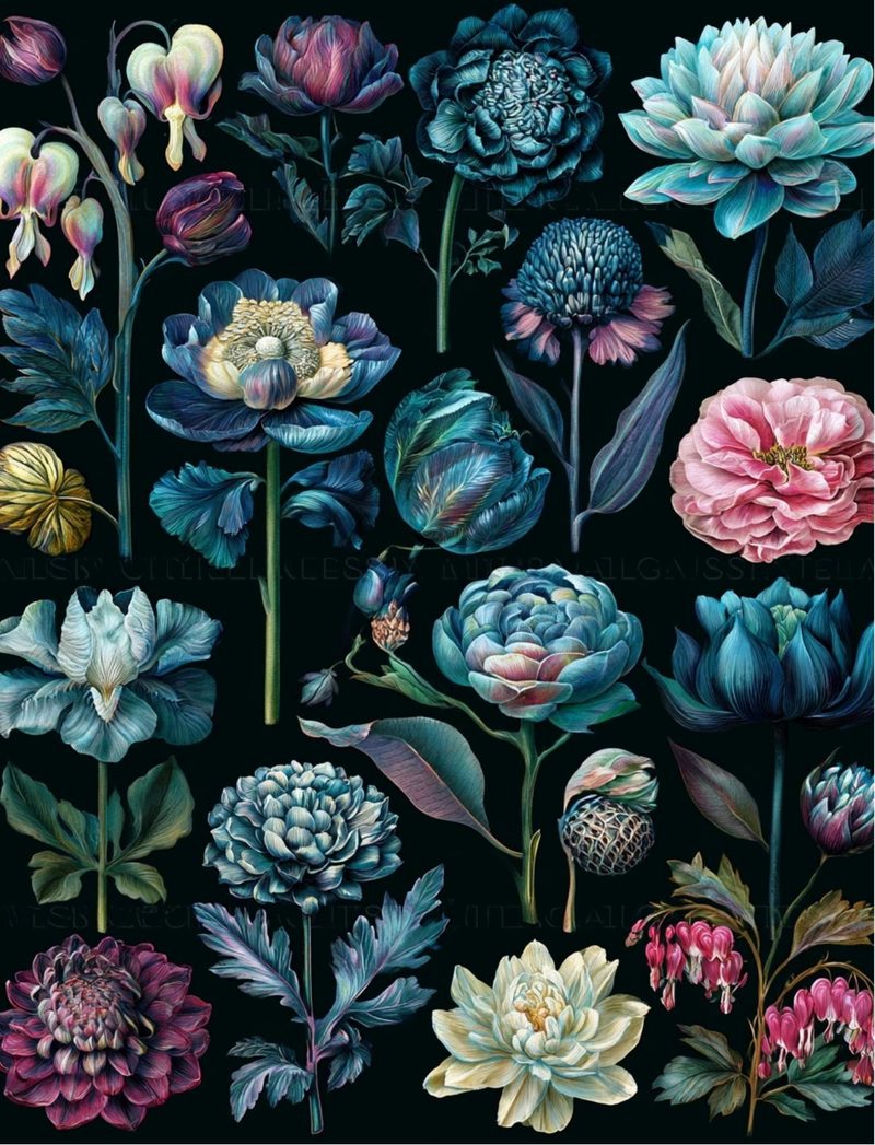 Botanica Obscura — Midnight Garden Collage Papers eBook page 34 — [object Object]