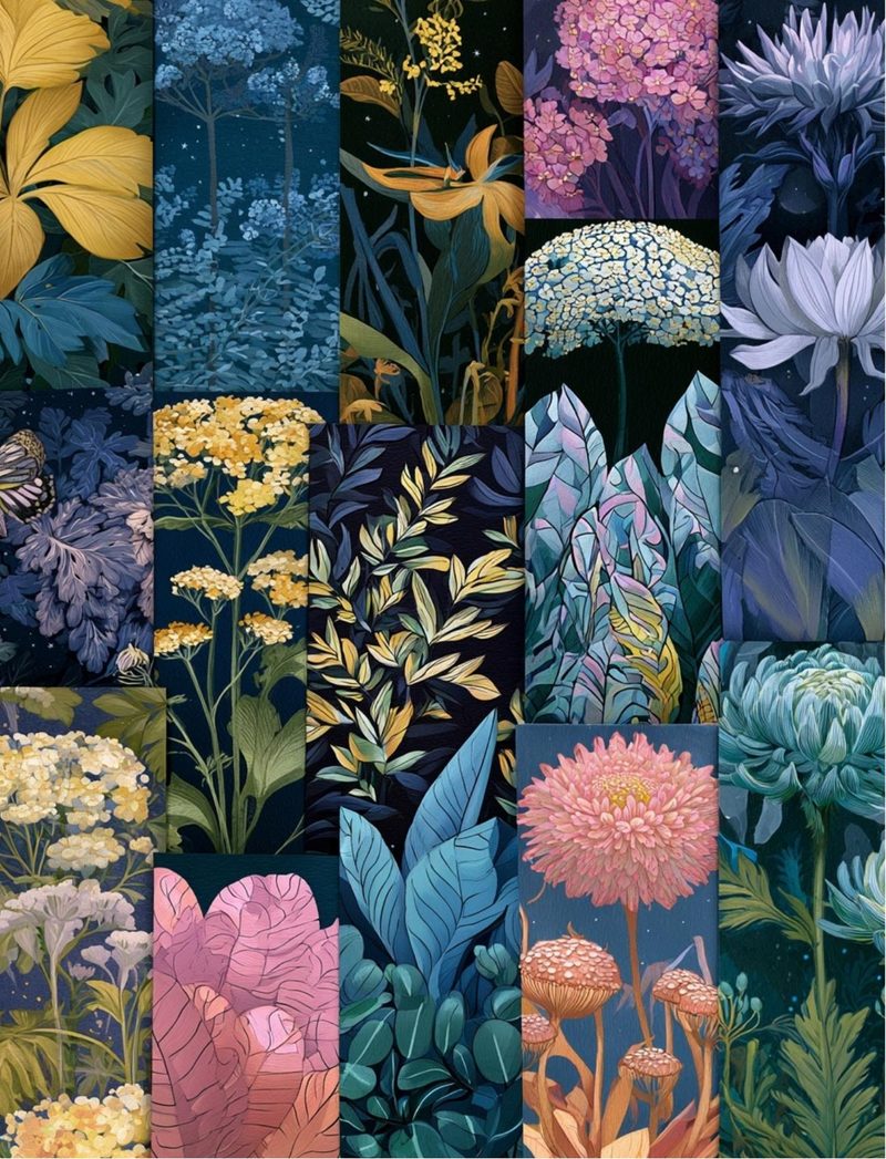 Botanica Obscura — Midnight Garden Collage Papers eBook page 88 — [object Object]