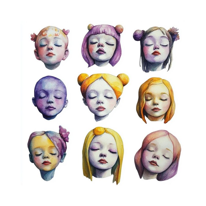 Creative Heroine Vol. III eBook page 116 — youth and innocence, dream-like faces, watercolor portraits