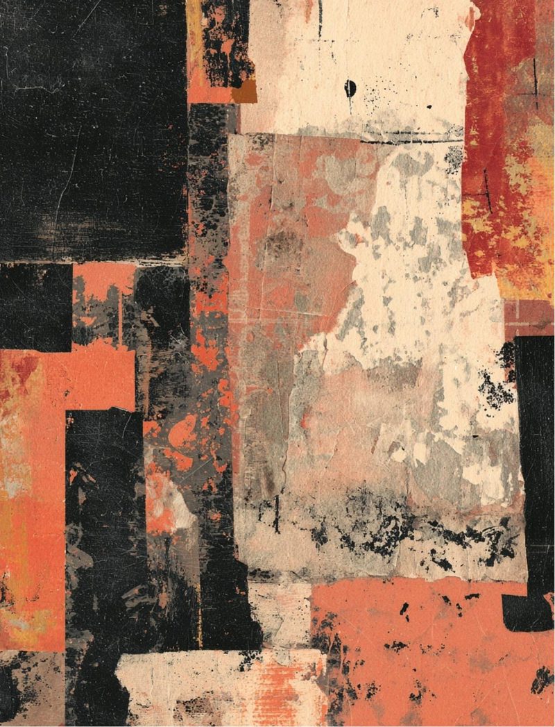 Curses! It’s Halloween eBook page 5 — abstract collage, vintage decay, urban texture