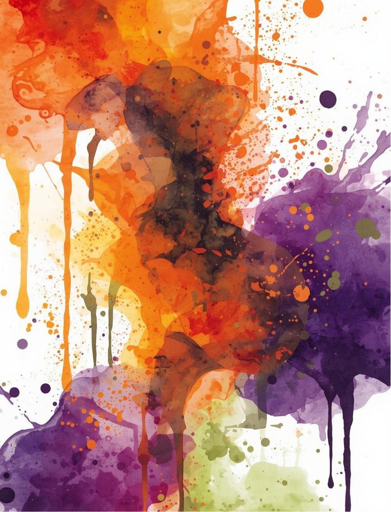 Curses! It’s Halloween eBook page 71 — abstract art, watercolor background, modern art collage
