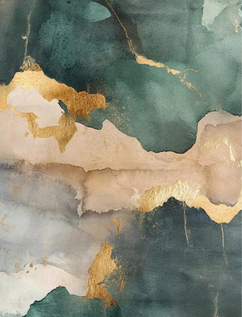 Dressed To Be Wild eBook page 86 — abstract watercolor, modern minimalist, gold leaf art