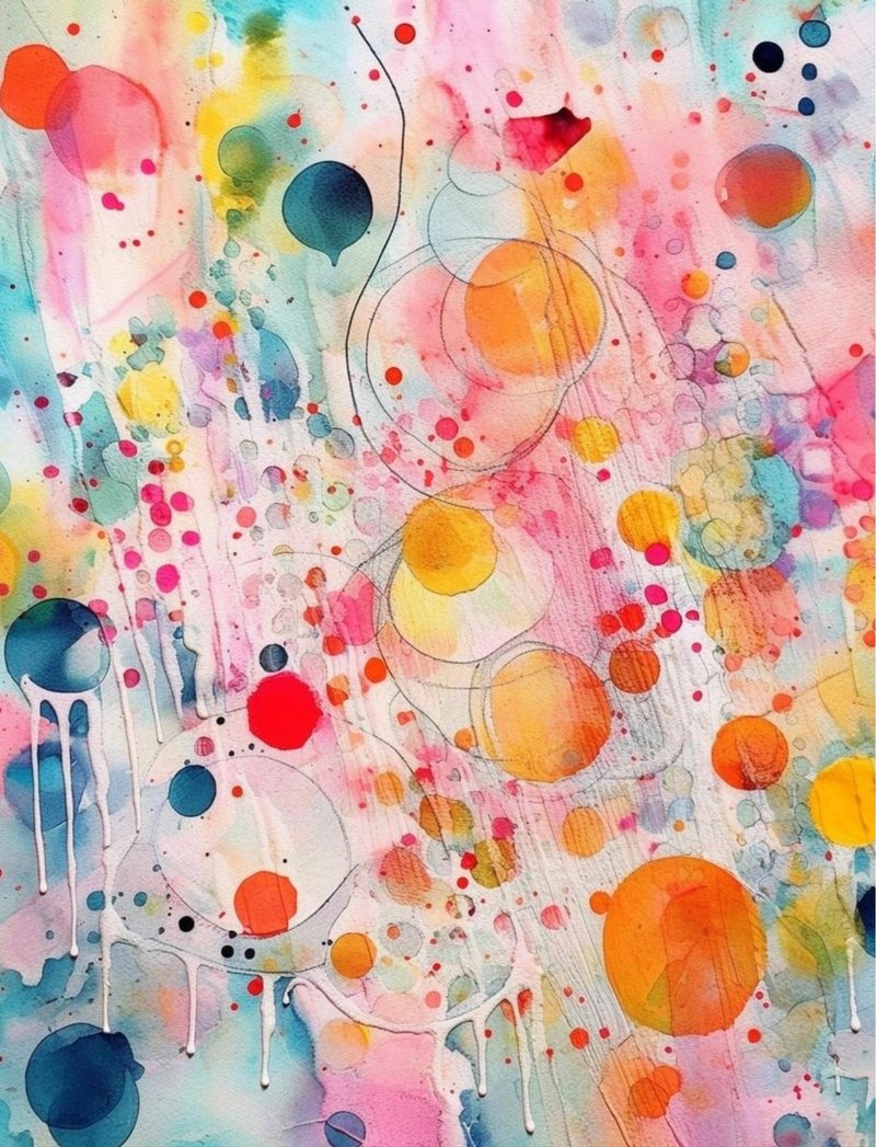 Everything & Nothing eBook page 40 — abstract watercolor, whimsical art, colorful mixed media