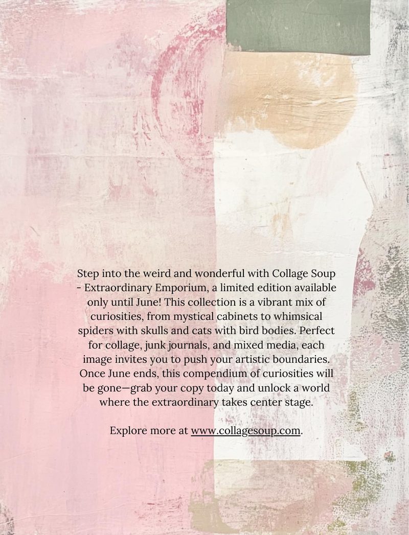 Extraordinary Emporium eBook page 81 — mixed media art, junk journal supplies, collage ephemera