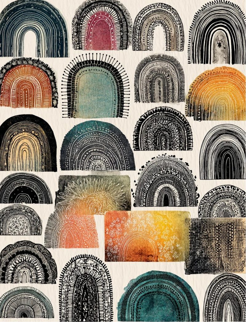 Face It eBook page 21 — boho rainbow, vintage illustrations, abstract geometric