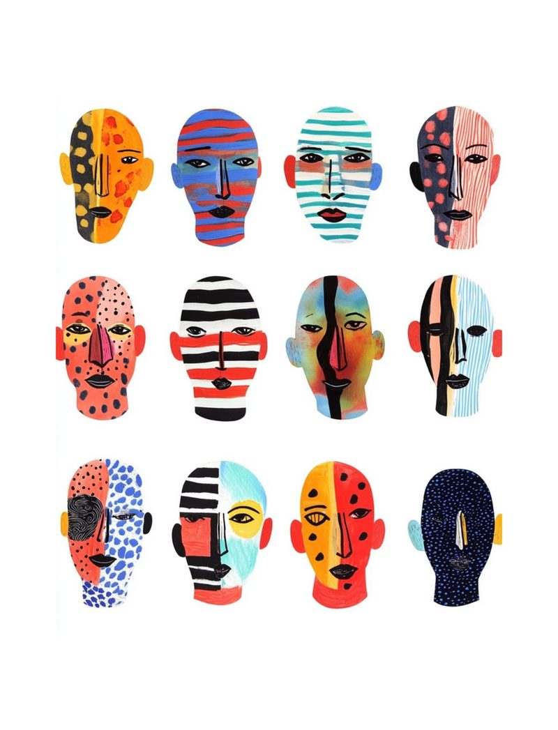 Face It eBook page 60 — abstract portraits, modern art faces, geometric illustration