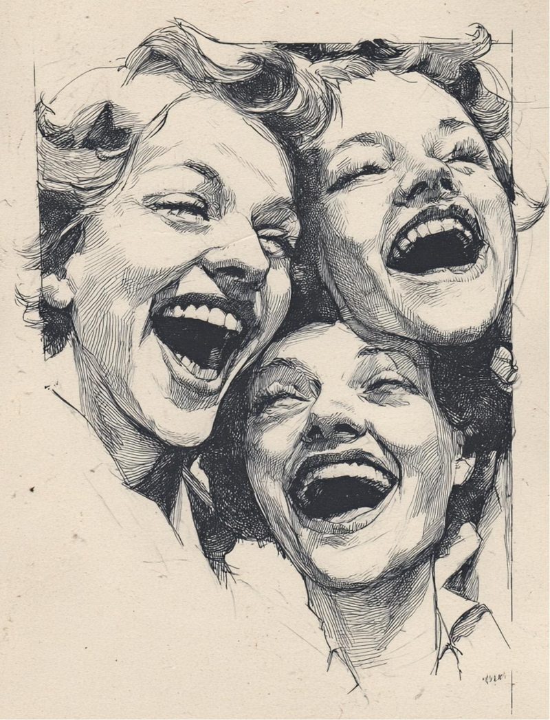 Face It eBook page 73 — vintage portrait, retro illustration, joy and laughter