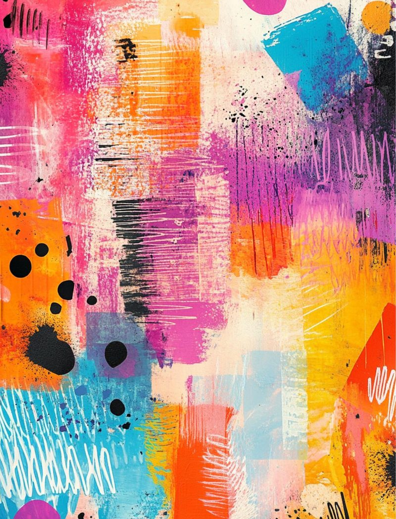 Punk Collage Girls — Free eBook Download page 22 — modern abstract art, colorful mixed media, contemporary collage
