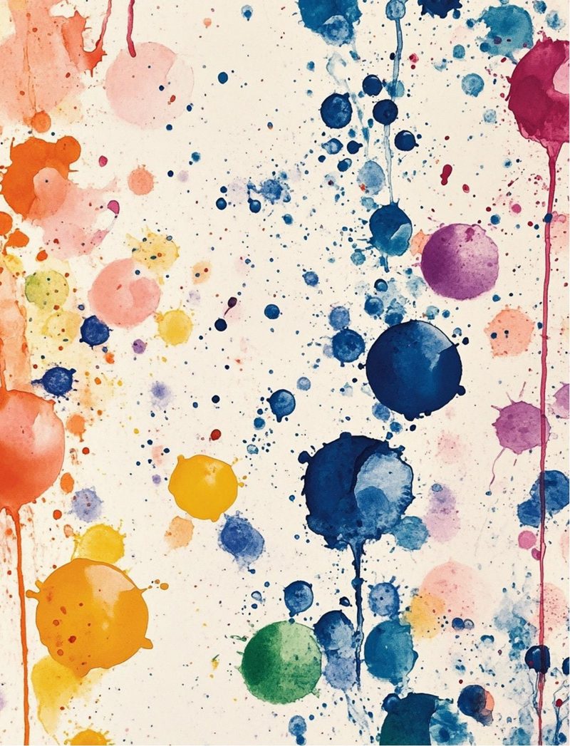 Gilded Pop eBook page 70 — abstract watercolor, ink splatter art, paint blot collage
