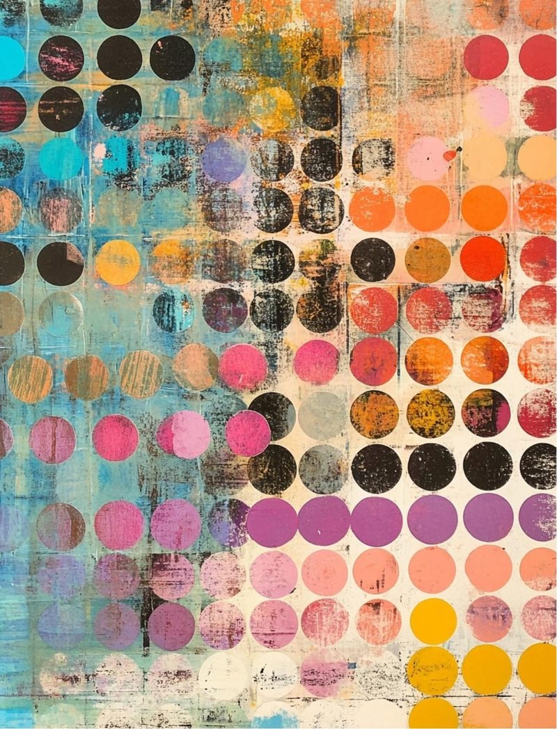 Gilded Pop eBook page 86 — polka-dot-pattern, distressed-vintage, colorful-abstract
