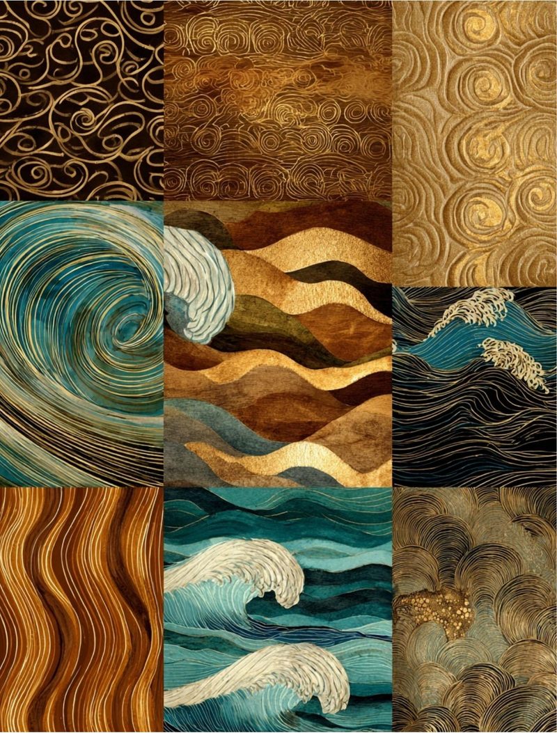 How Now Brown Cow eBook page 67 — ocean waves, landscape illustration, vintage wallpaper