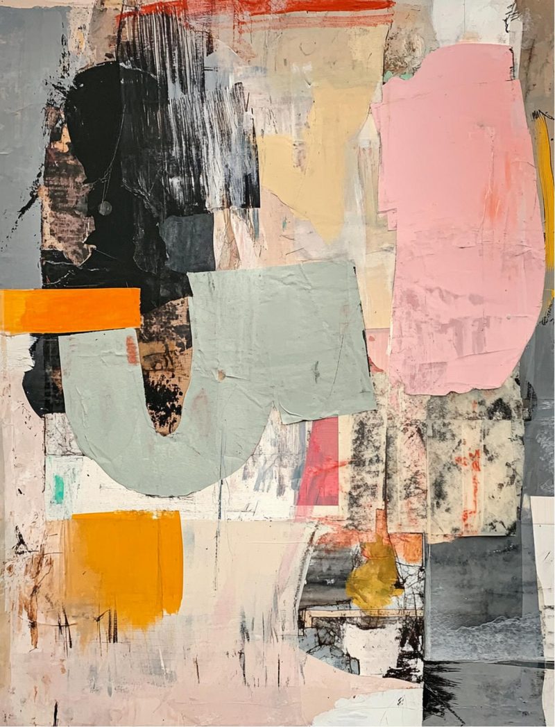 I Need This In My Life eBook page 20 — abstract collage, mixed media art, geometric shapes