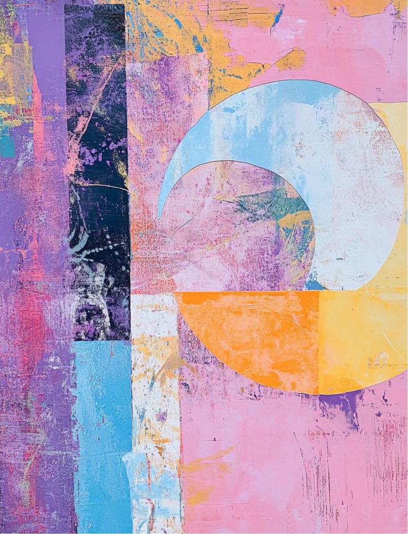 I Need This In My Life eBook page 24 — abstract geometric art, colorful collage background, mixed media texture