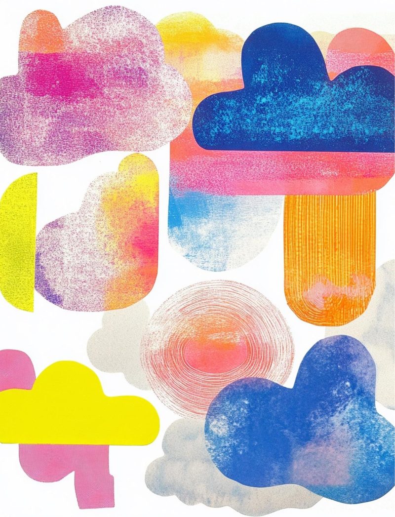 In My Collage Era eBook page 67 — abstract collage, colorful geometric art, modern mixed media