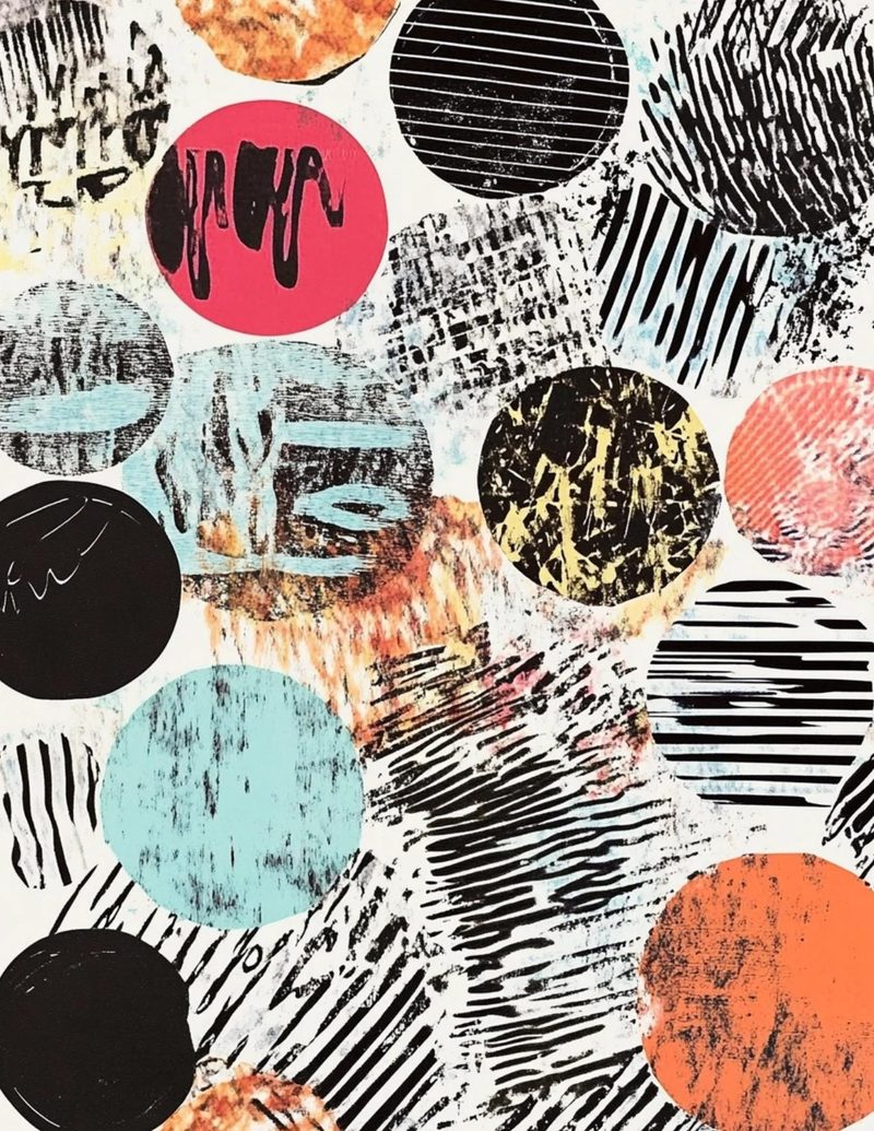Inchie It Up! eBook page 38 — geometric collage, abstract mixed media, modern grunge
