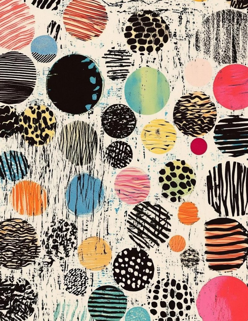 Inchie It Up! eBook page 42 — abstract circles, geometric patterns, bold colorful art