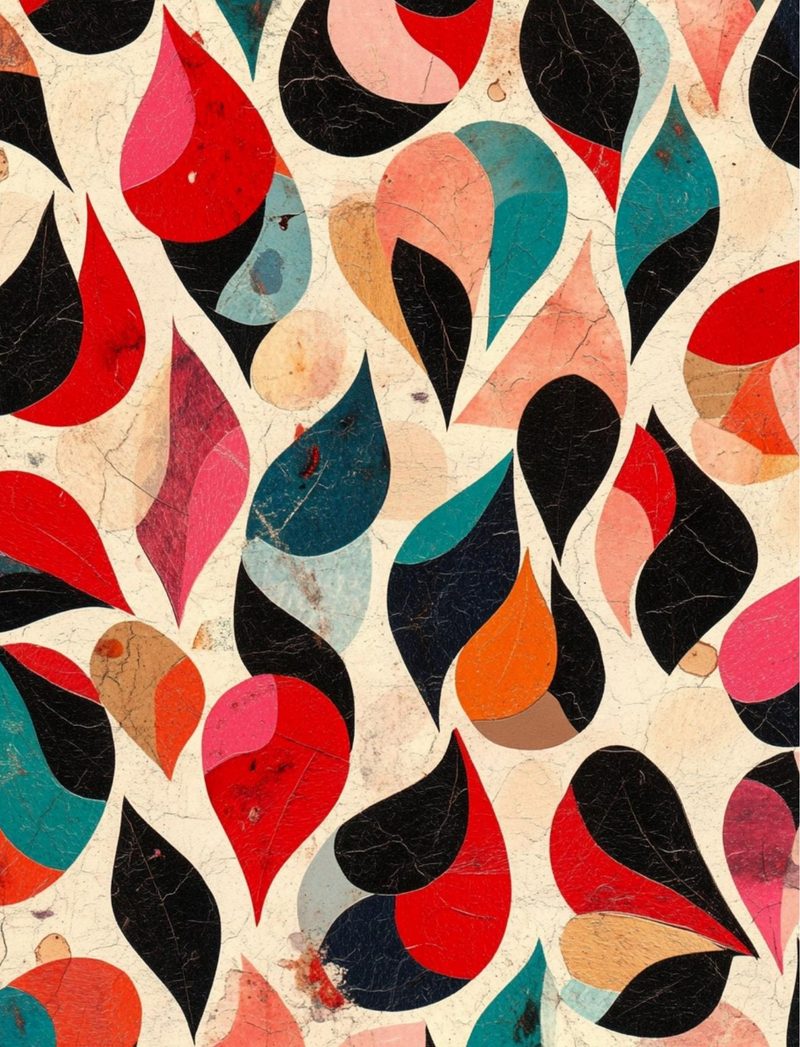 Kissy Face eBook page 22 — geometric abstract, vintage collage, retro pattern