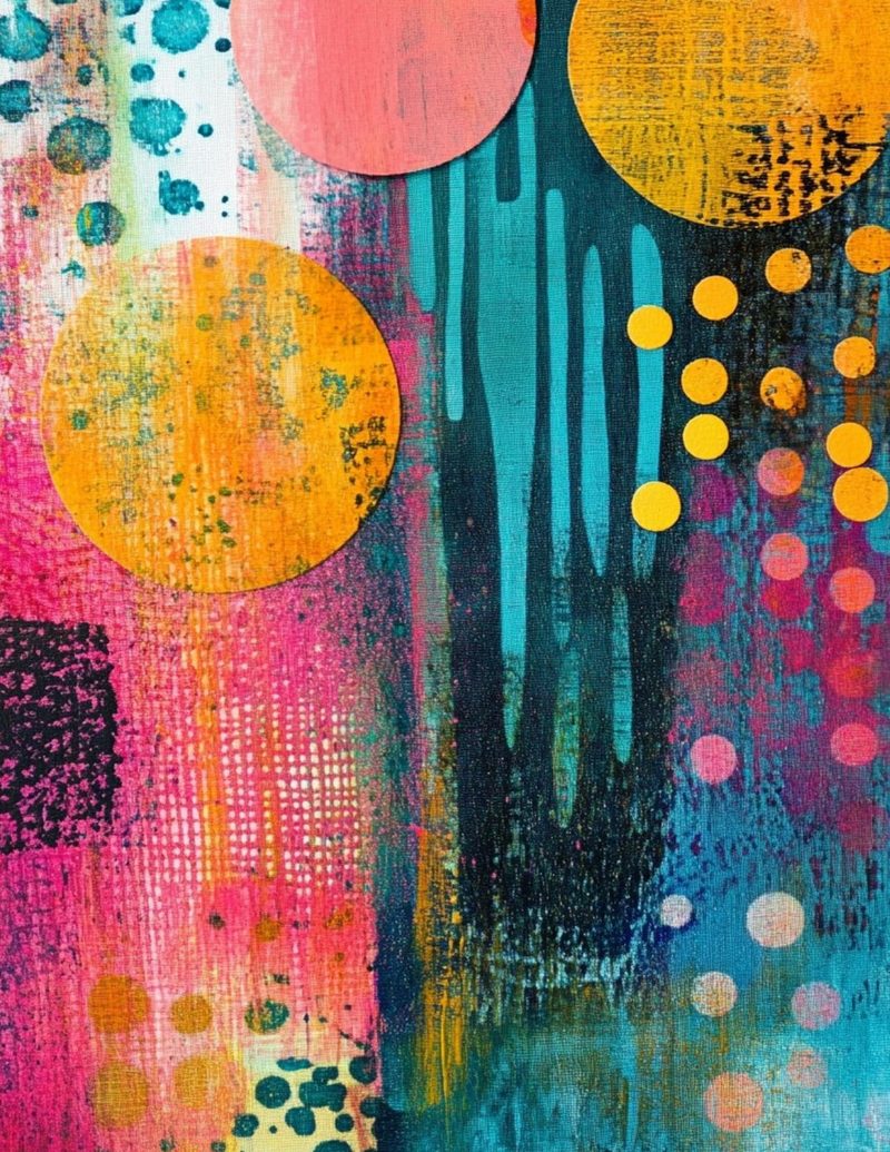 New Year, Same Me eBook page 78 — abstract modern art, geometric circles, colorful mixed media