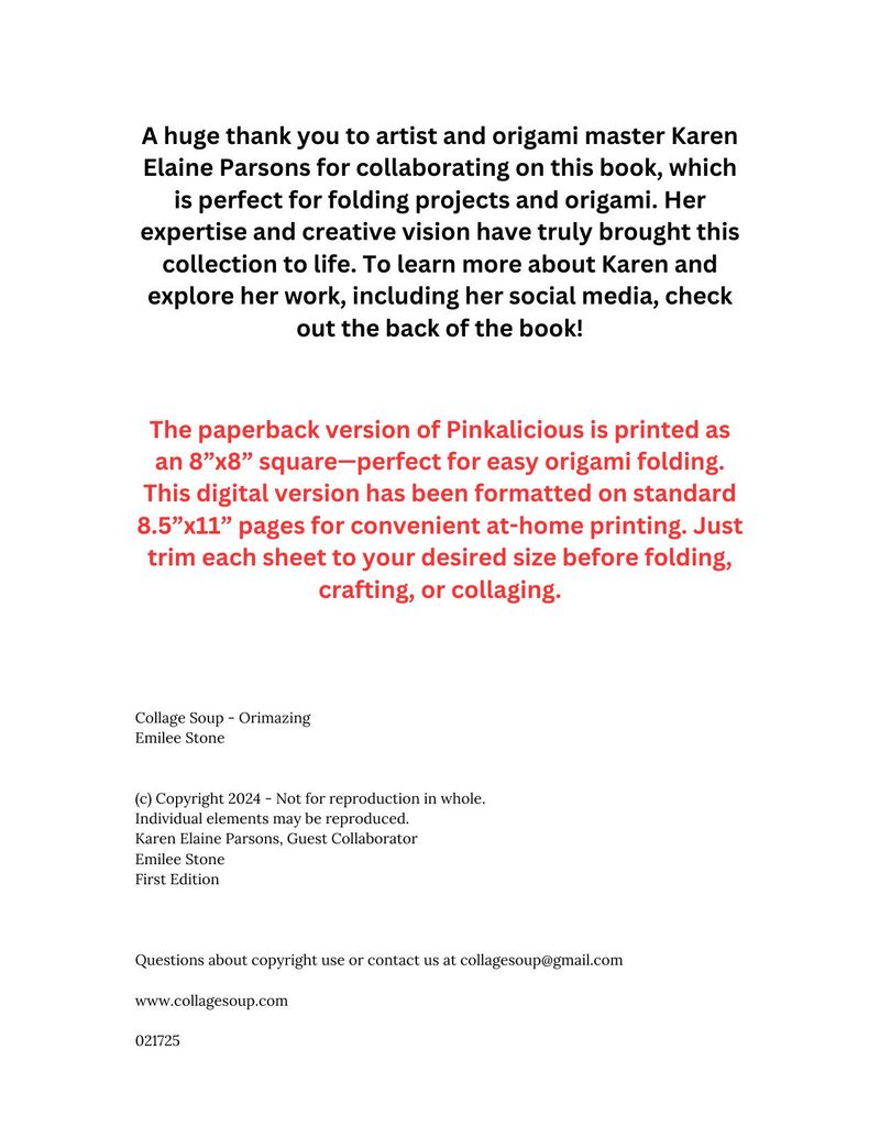 Orimazing eBook page 2 — origami, folding projects, book introduction