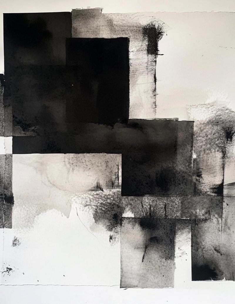 Orimazing eBook page 28 — abstract collage, mixed media art, monochromatic design