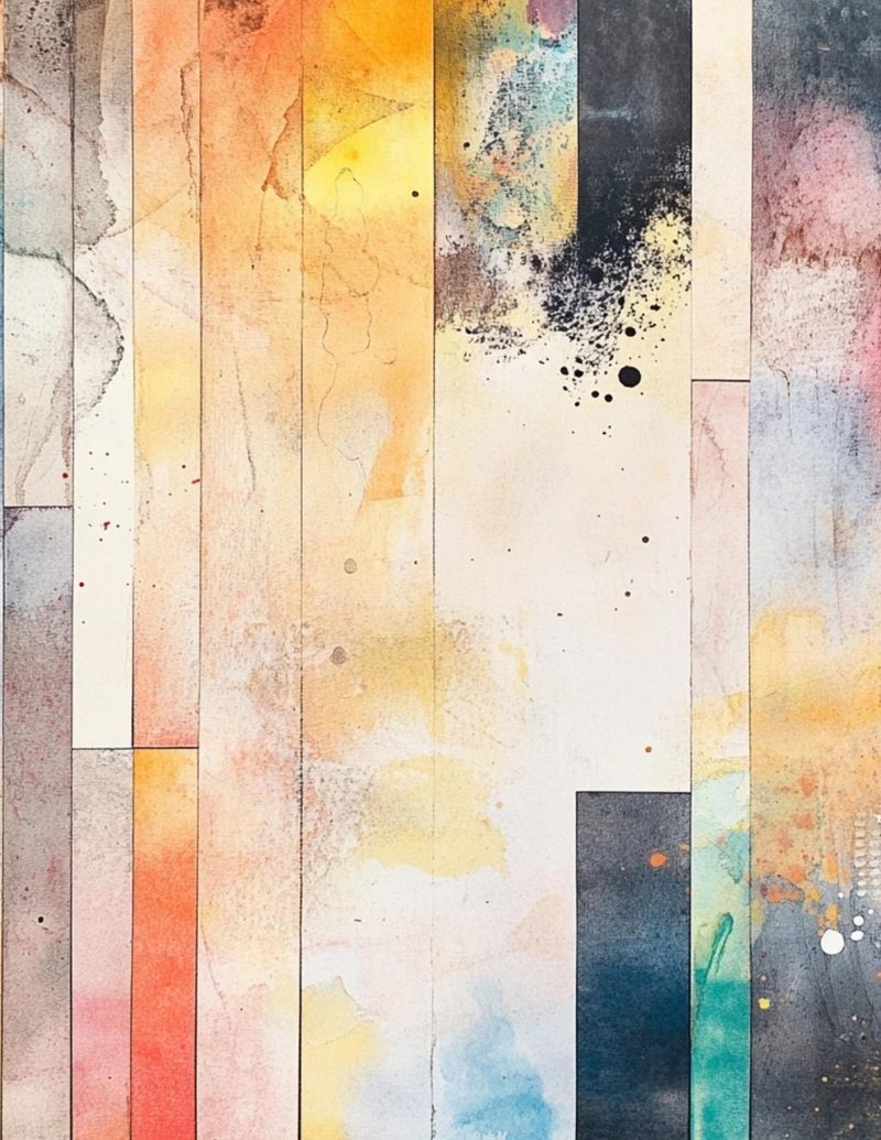 Orimazing eBook page 49 — watercolor-background, abstract-art-page, mixed-media-collage