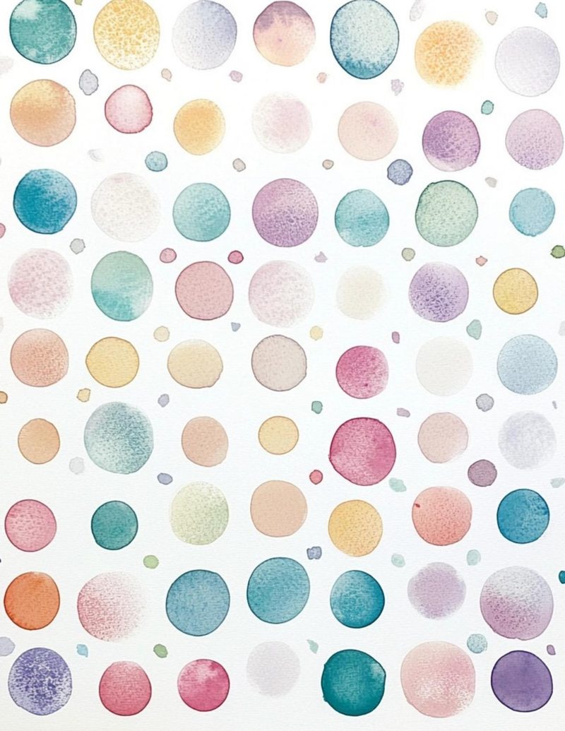 Orimazing eBook page 60 — abstract watercolor, confetti circles, whimsical dots