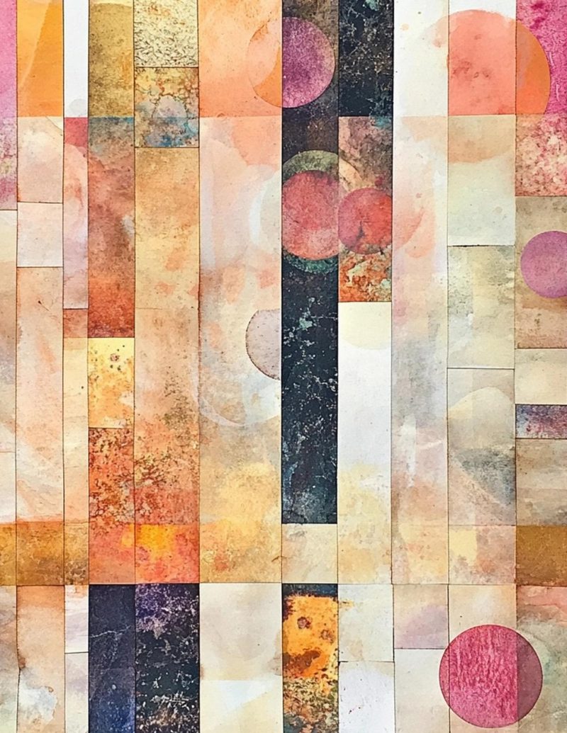 Orimazing eBook page 78 — vintage collage, watercolor geometric, distressed mixed media