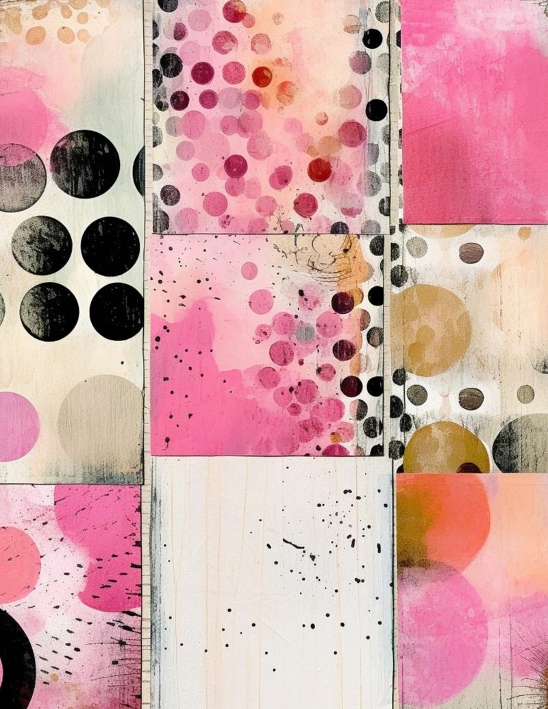 Pinkalicious ebook page 30 — abstract-watercolor, geometric-circles, mixed-media-collage