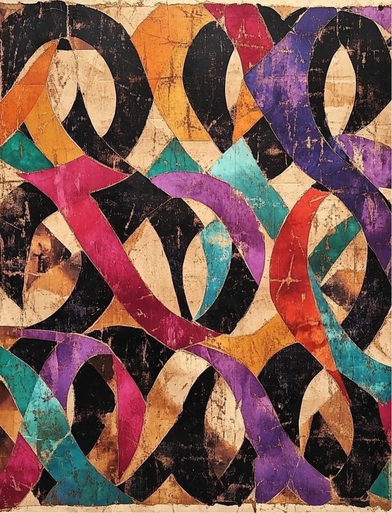 Rock the Casbah eBook page 43 — geometric abstract, vintage collage, retro pattern
