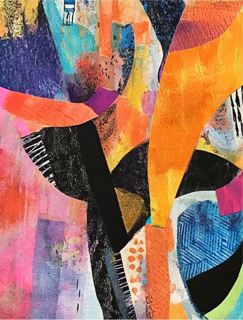 Sampler Platter 2026 Edition eBook page 74 — abstract art, color explosion, modern collage