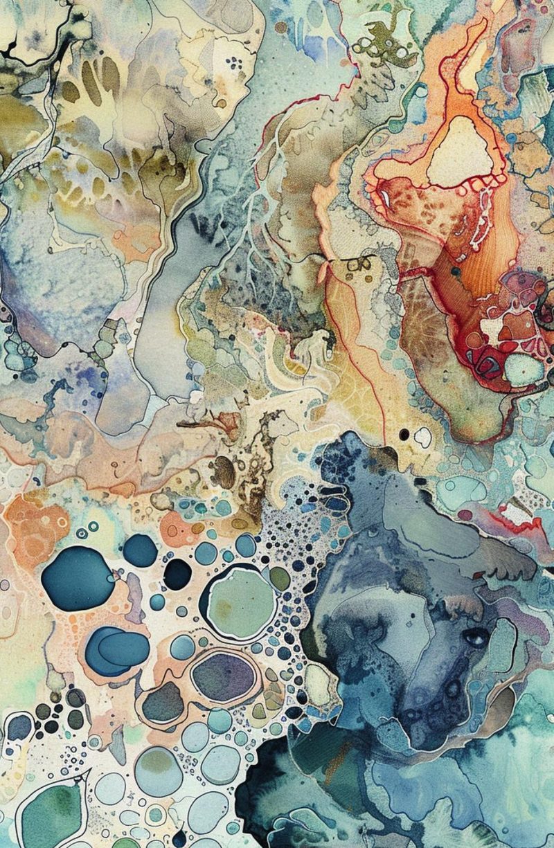 Start Here: A Beginner's Guide to Collage & Mixed Media eBook page 24 — abstract watercolor, mixed media art, ethereal backgrounds