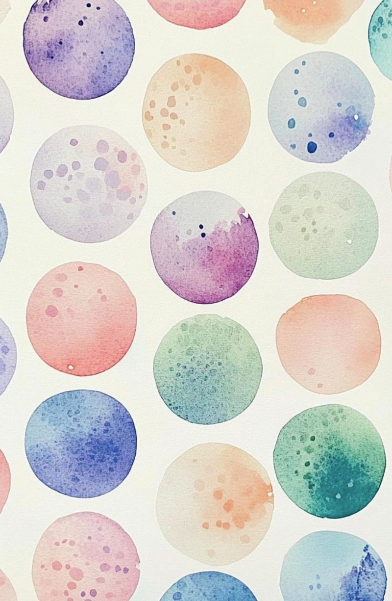 Start Here: A Beginner's Guide to Collage & Mixed Media eBook page 36 — watercolor-circles, abstract-pattern, painted-moons