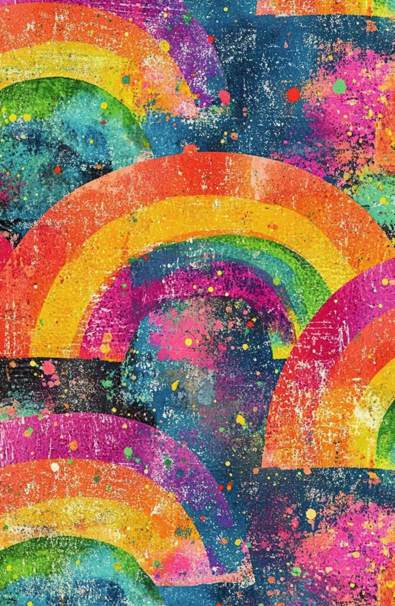 Start Here: A Beginner's Guide to Collage & Mixed Media eBook page 60 — rainbow, abstract, grunge