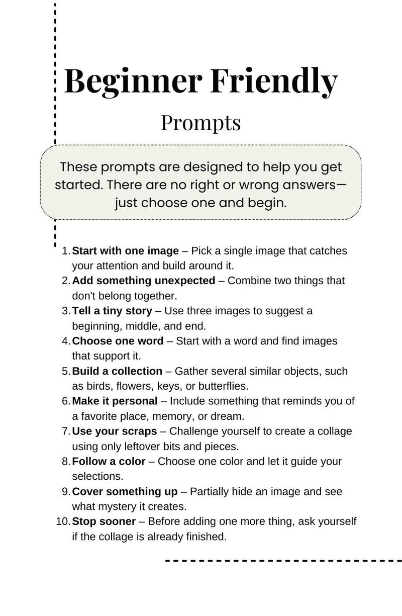 Start Here: A Beginner's Guide to Collage & Mixed Media eBook page 89 — collage prompts, mixed media instruction, beginner art guide
