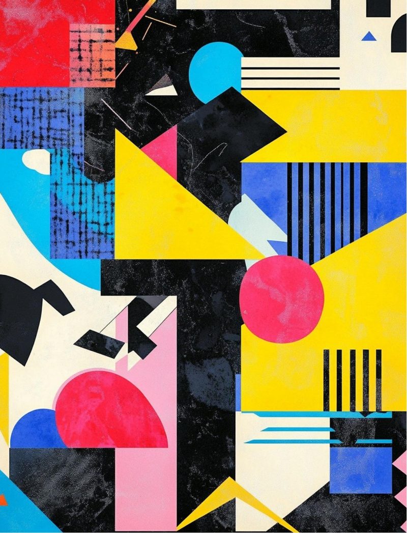 Stick It Real Good — 80s GenX Collage Papers eBook page 32 — geometric abstract, constructivist design, modern art collage