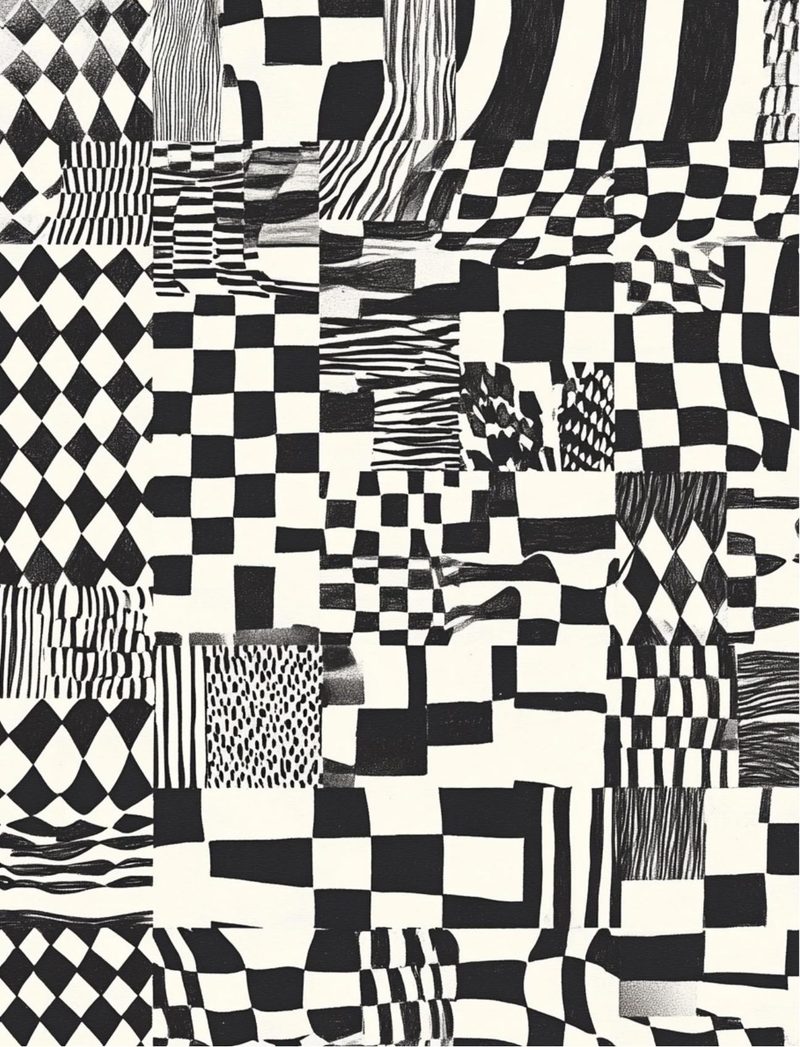 Stick It Real Good — 80s GenX Collage Papers eBook page 51 — optical-illusion, geometric-patterns, op-art