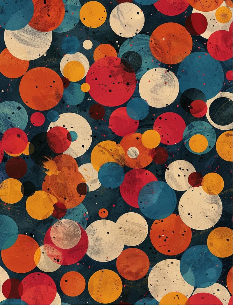 Stranger Than Fiction eBook page 104 — abstract circles, geometric modern art, vintage texture collage