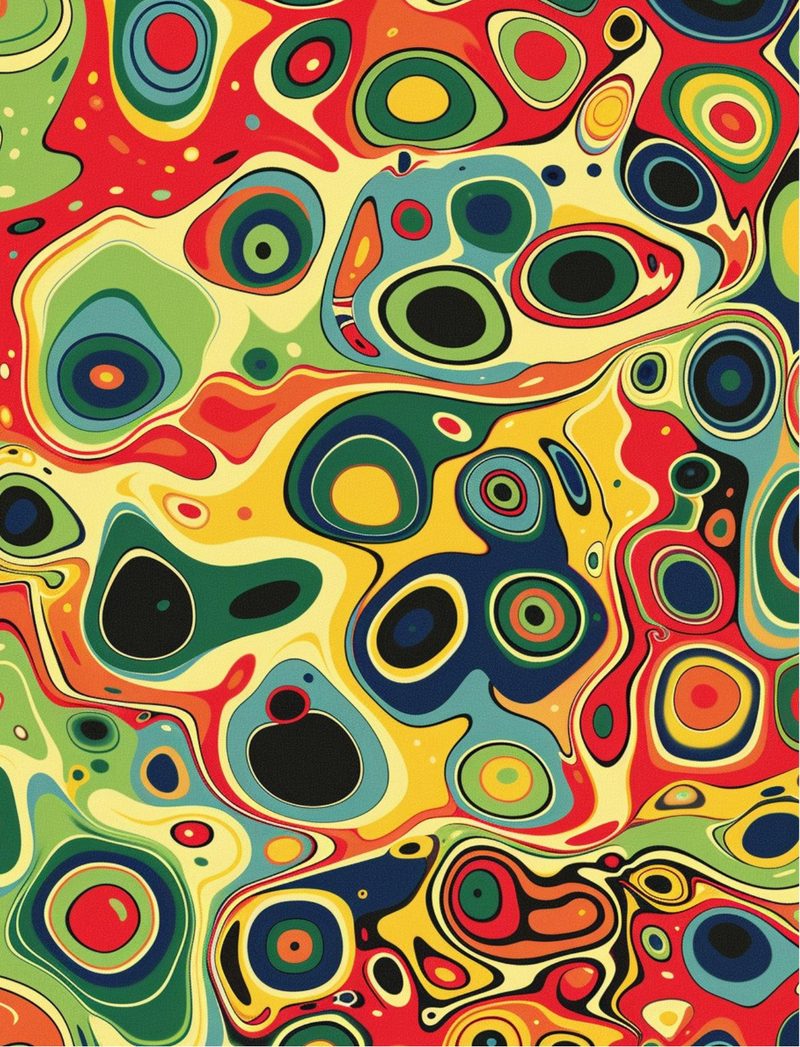 Stranger Than Fiction eBook page 106 — abstract modern art, psychedelic pattern, colorful collage