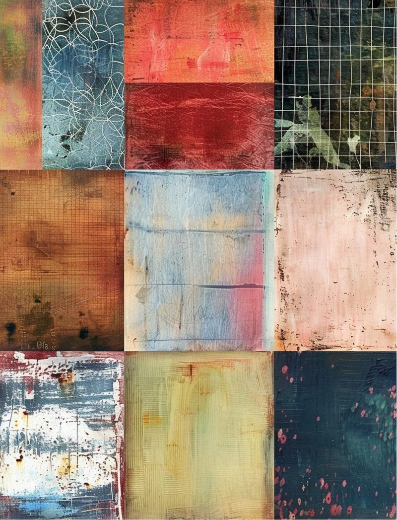 Stranger Than Fiction eBook page 112 — vintage industrial, grunge collage, distressed backgrounds
