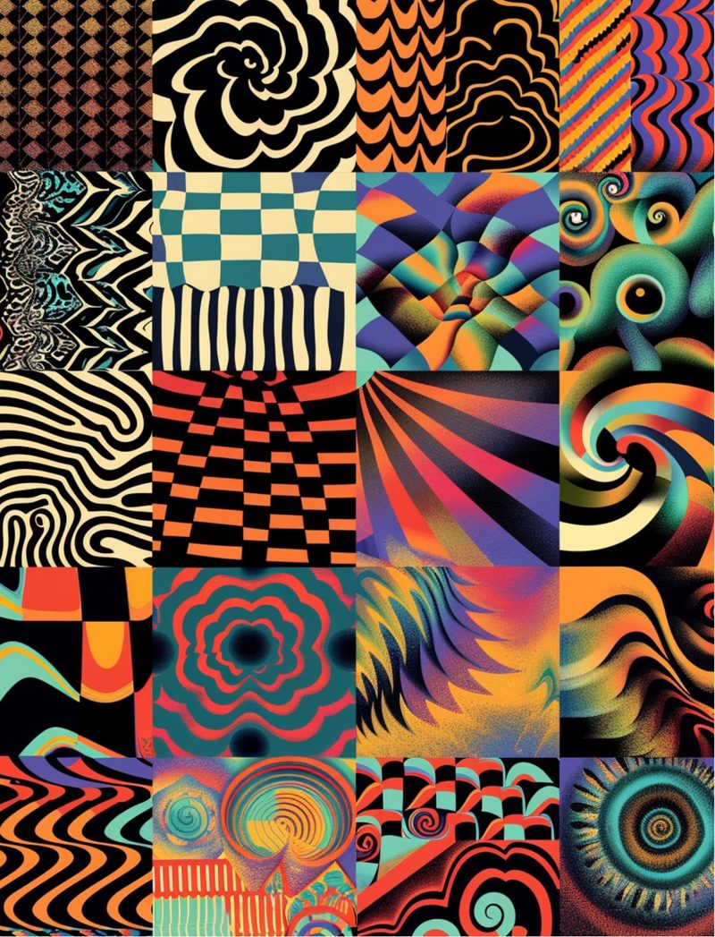 Stranger Than Fiction eBook page 134 — 1970s retro, psychedelic patterns, bold geometric