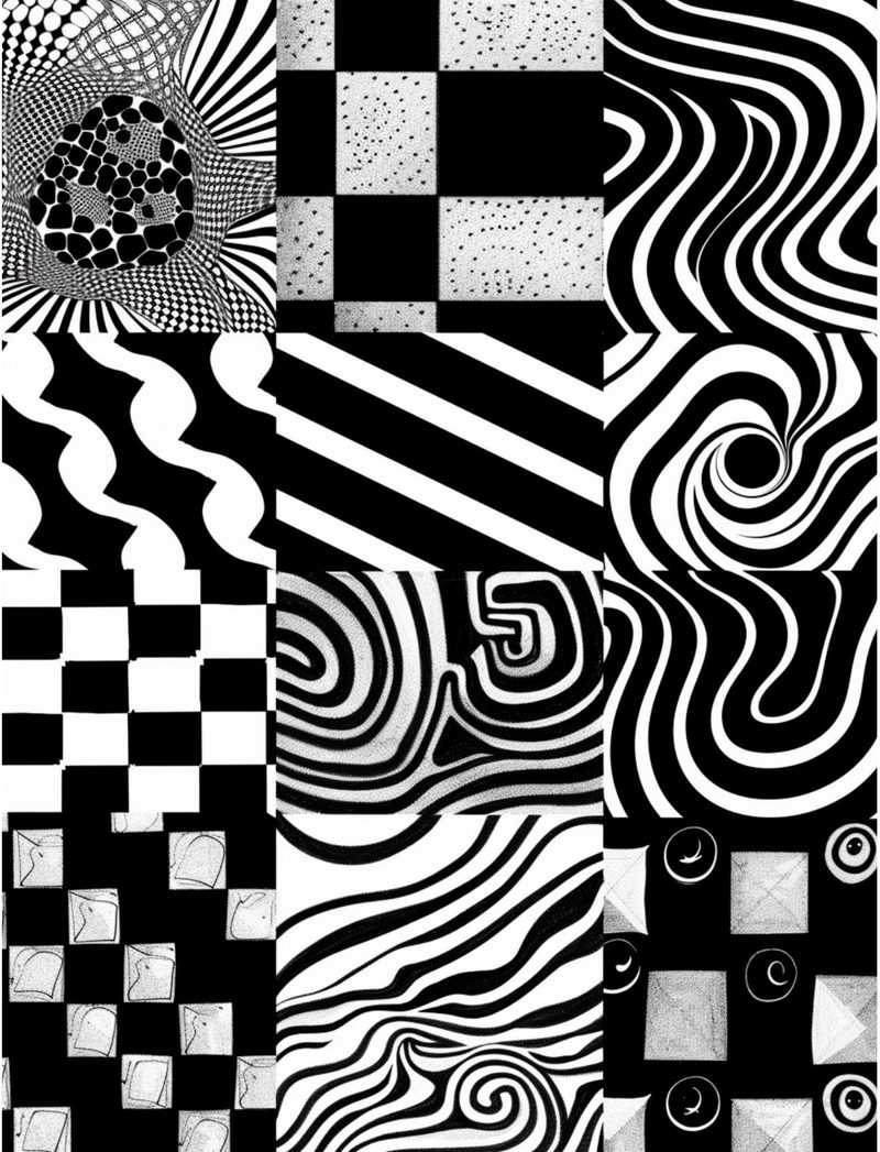 Stranger Than Fiction eBook page 26 — optical illusion, retro psychedelic, op-art
